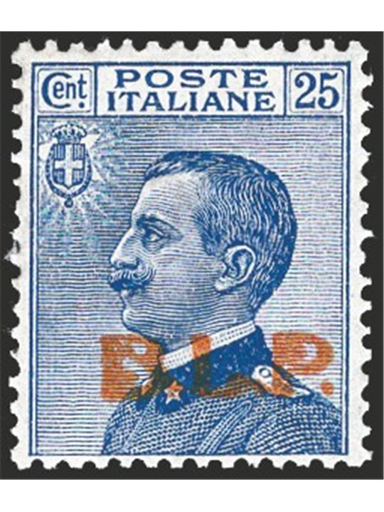 Italia 1923 BLP 25 azzurro soprast. tipografica del 3° tipo n° 16 con ottima centratura Cert. CiBaFil Cat. € 3.750 (**)