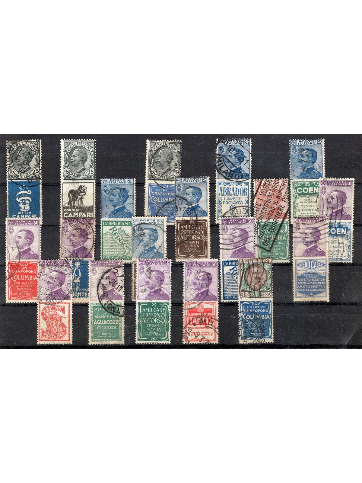 Italia 1924/25 Pubblicitari la serie con appendici pubblicitarie serie n° 1/19 Cert. CiBaFil Cert. Biondi Cat. € 10.100 (U)