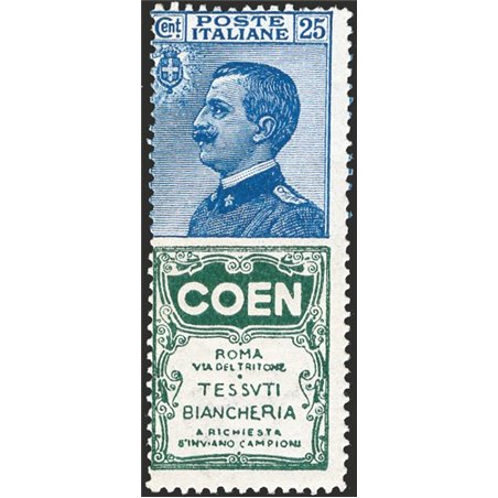 Italia 1924/25 Pubblicitari Coen 50 c. violetto n° 5. Firm. AD ED Cert. CiBaFil Cat. € 1.250 (**)