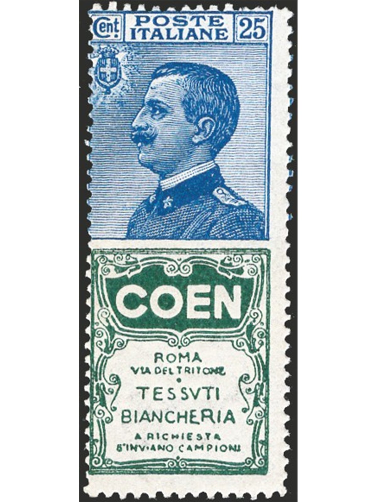 Italia 1924/25 Pubblicitari Coen 50 c. violetto n° 5. Firm. AD ED Cert. CiBaFil Cat. € 1.250 (**)