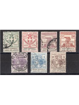 Italia 1924 Parastatali Cassa Nazionale Assic. Inf. serie n° 17/23 con annulli non garantiti in quanto poco leggibili Cat. € 2.0