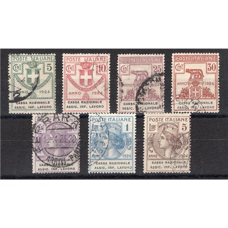 Italy 1924 Parastatal National Child Insurance Fund series no. 17/23 with cancellations not guaranteed as they are barely legibl