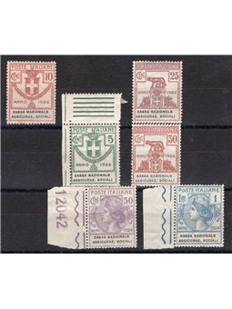 Italia 1925 Parastatali Cassa Nazionale Assic. Sociali serie n° 24/29 con ottima centratura Cert. CiBaFil Cat. € 2.000 (**)