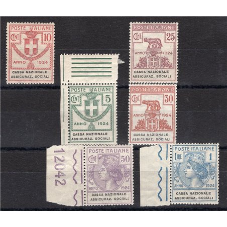 Italy 1925 Parastatal National Social Insurance Fund series no. 24/29 with excellent centring; CiBaFil certificate; Cat. €2,000 