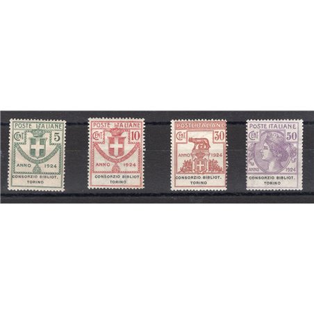 Italy 1924 Parastatal Turin Library Consortium series no. 30/33; Biondi certificate; Cat. €1,000 (**)