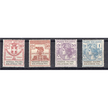 Italy 1924 Parastatal Italian Library Federation series no. 34/37 CiBaFil certificate Biondi certificate Cat. €1,000 (**)