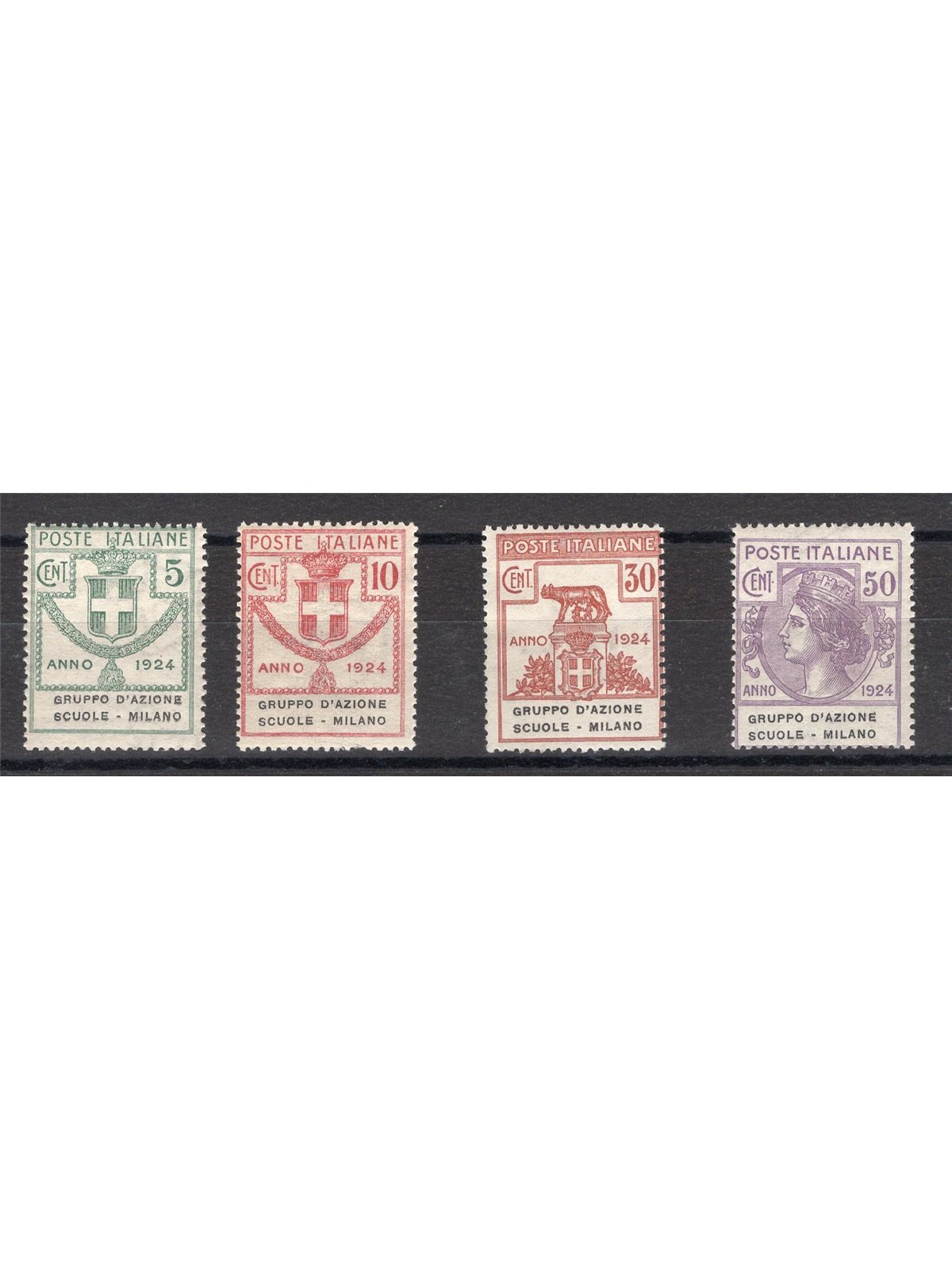 Italy 1924 Parastatal Milan Schools Action Group series no. 38/41 Biondi certificate catalogue price €850 (**)