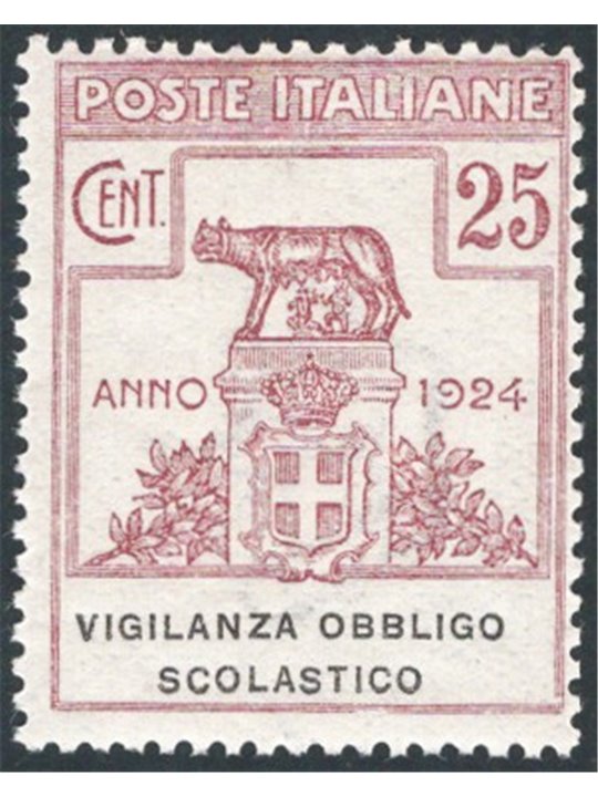 Italy 1924 Parastatal Organisations: Compulsory Schooling Supervision 25 c. lilac-brown no. 69 certified by CiBaFil catalogue pr
