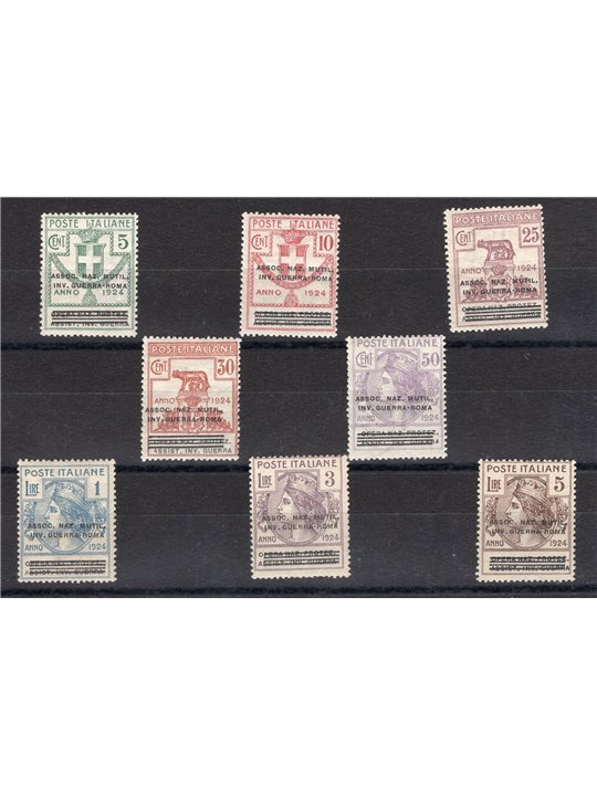 Italia 1924 Parastatali Opera Nazionale Protez. Assist. Inv. Guerra Roma serie n° 70/77 Cert. CiBaFil Cat. € 16.000 (**)