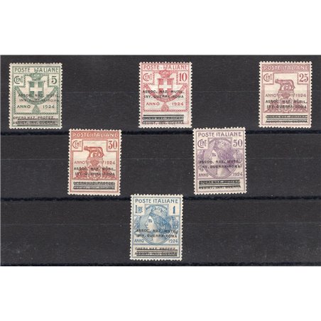 Italy 1924 Parastatal National Association for War Disabled and Mutilated Rome series no. 70/75 with excellent centring Cat. €76