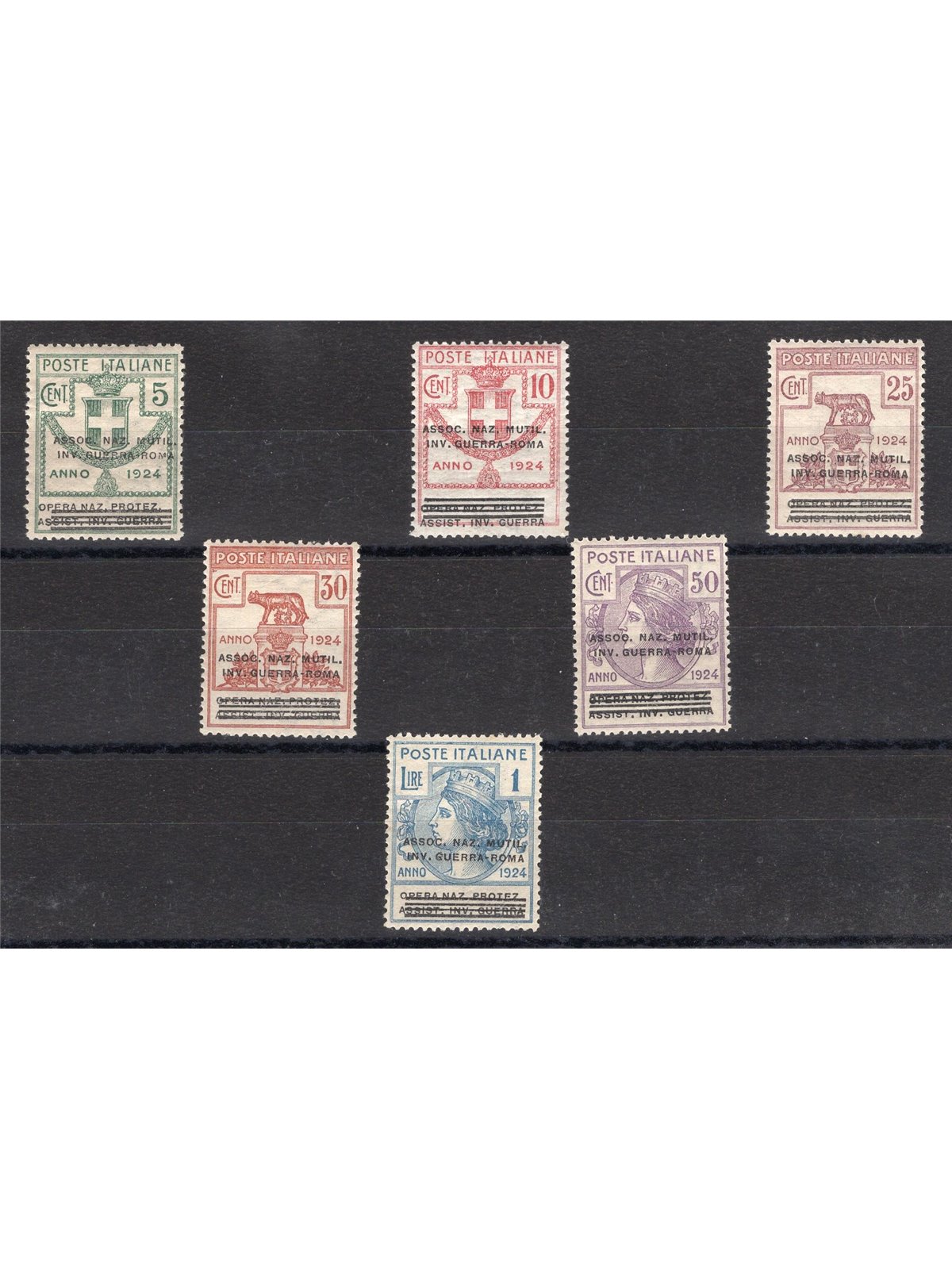 Italy 1924 Parastatal National Association for War Disabled and Mutilated Rome series no. 70/75 with excellent centring Cat. €76