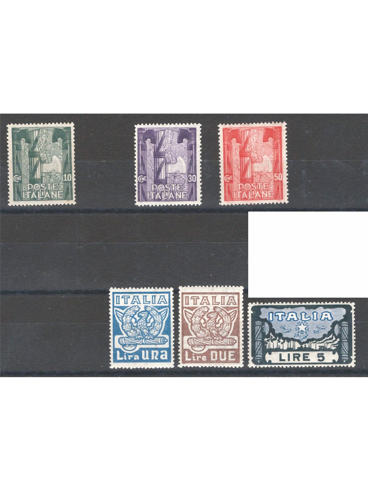 Italy 1923 March on Rome series no. 141/46 with excellent centring CiBaFil certificate Cat. € 975 (**)
