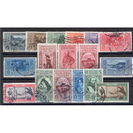 Italia 1932 Garibaldi serie n° 315/24 + P.A. 32/8 con annulli non garantiti in quanto poco leggibili Cat. € 850 (U)