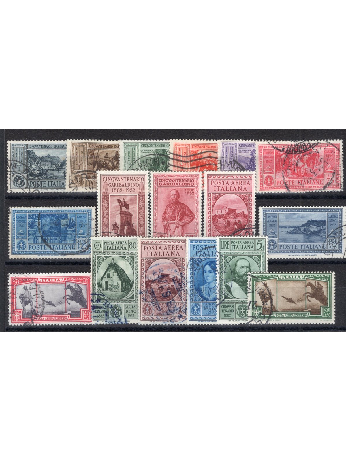 Italia 1932 Garibaldi serie n° 315/24 + P.A. 32/8 con annulli non garantiti in quanto poco leggibili Cat. € 850 (U)