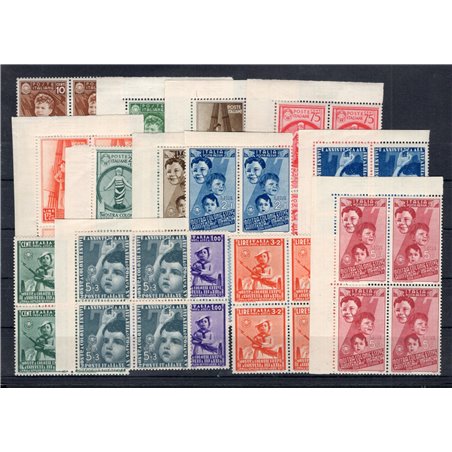 Italy 1937 Summer Camps series no. 406/15 + P.A. 100/05 in a block of four certified by Biondi Cat. €4,500 (**)