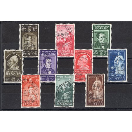 Italia 1937 Uomini Illustri serie n° 426/35 Cert. CiBaFil Cat. € 950 (U)