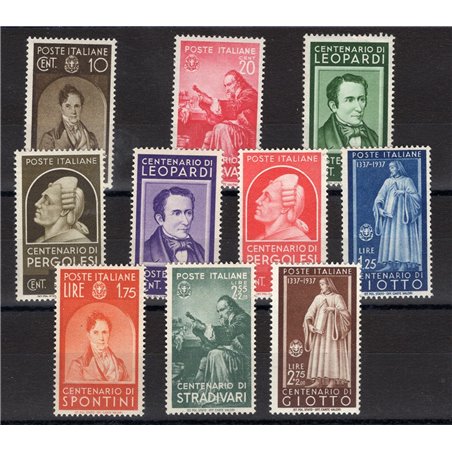 Italia 1937 Uomini Illustri serie n° 426/35 Cat. € 200 (**)