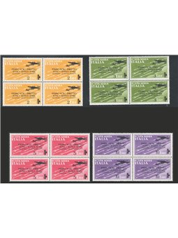 Italy 1934 P.A. Rome–Buenos Aires flight series no. 56/59 in a block of four Cat. €650 (**)