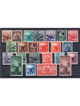 Italy 1945/48 Democratic series no. 543/65 with excellent centring Biondi certificate Cat. €2,025 (**)