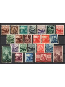 Italia 1945/48 Democratica serie n° 543/65 Cert. Biondi Cat. € 1.350 (**)