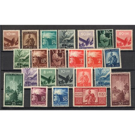Italy 1945/48 Democratic series no. 543/65 Biondi certified Cat. €1,350 (**)