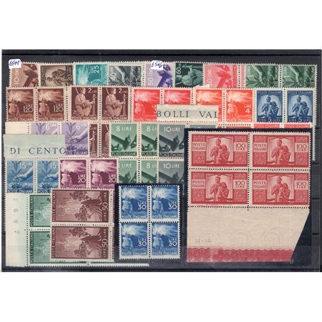 Italy 1945/48 Democratic in block of four series no. 543/565 CiBaFil certified Cat. €5,750 (**)