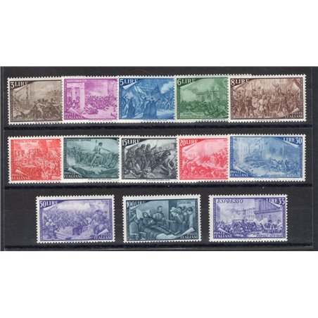Italia 1948 Risorgimento serie n° 580/91 + Ex. 32 Cert. CiBaFil Cat. € 700 (**)