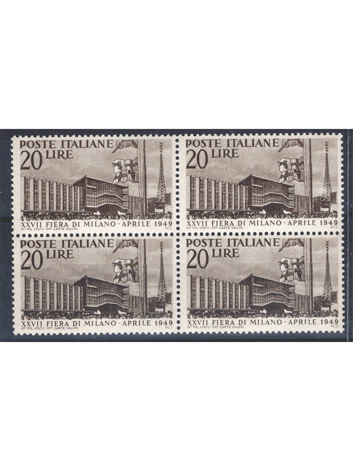 Italia 1949 Fiera di Milano n° 598 in quartina Cat. € 50 (**)