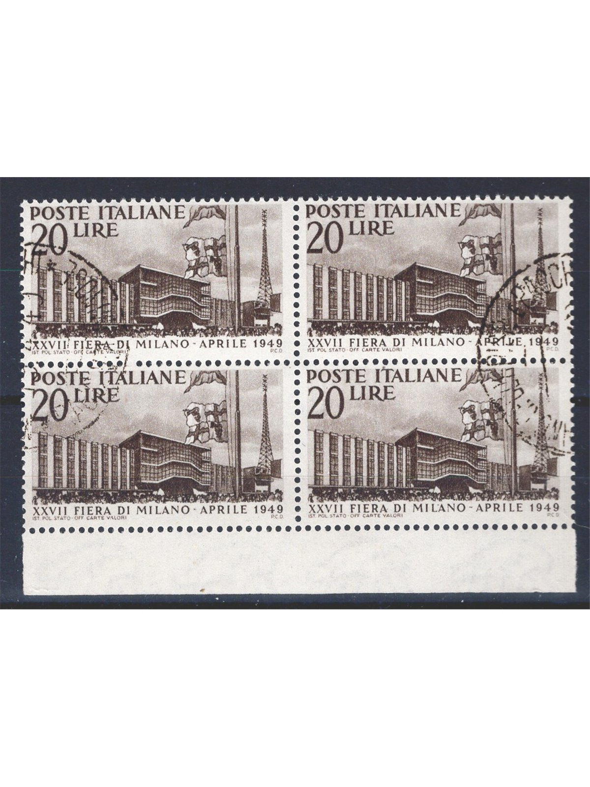 Italia 1949 Fiera di Milano n° 598 in quartina Cat. € 50 (U)