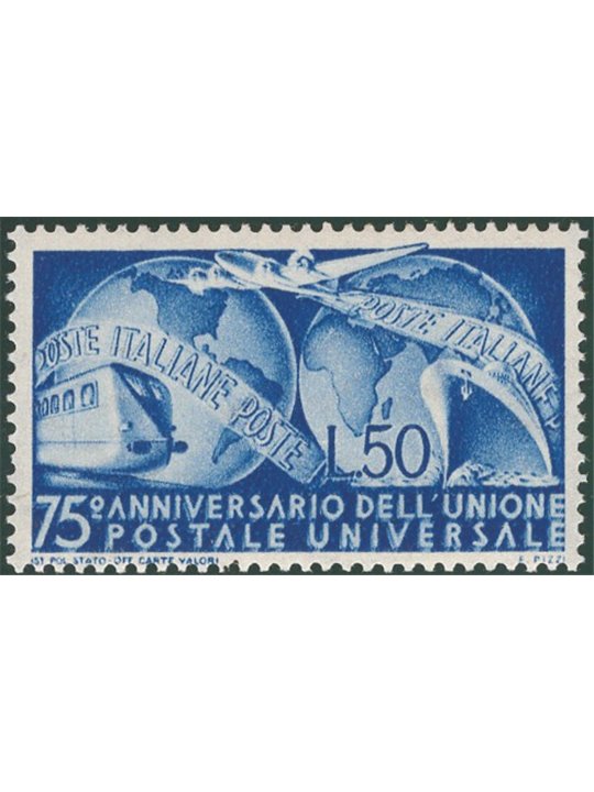 Italia 1949 UPU £ 50 azzurro n° 599 Cat. € 70 (**)