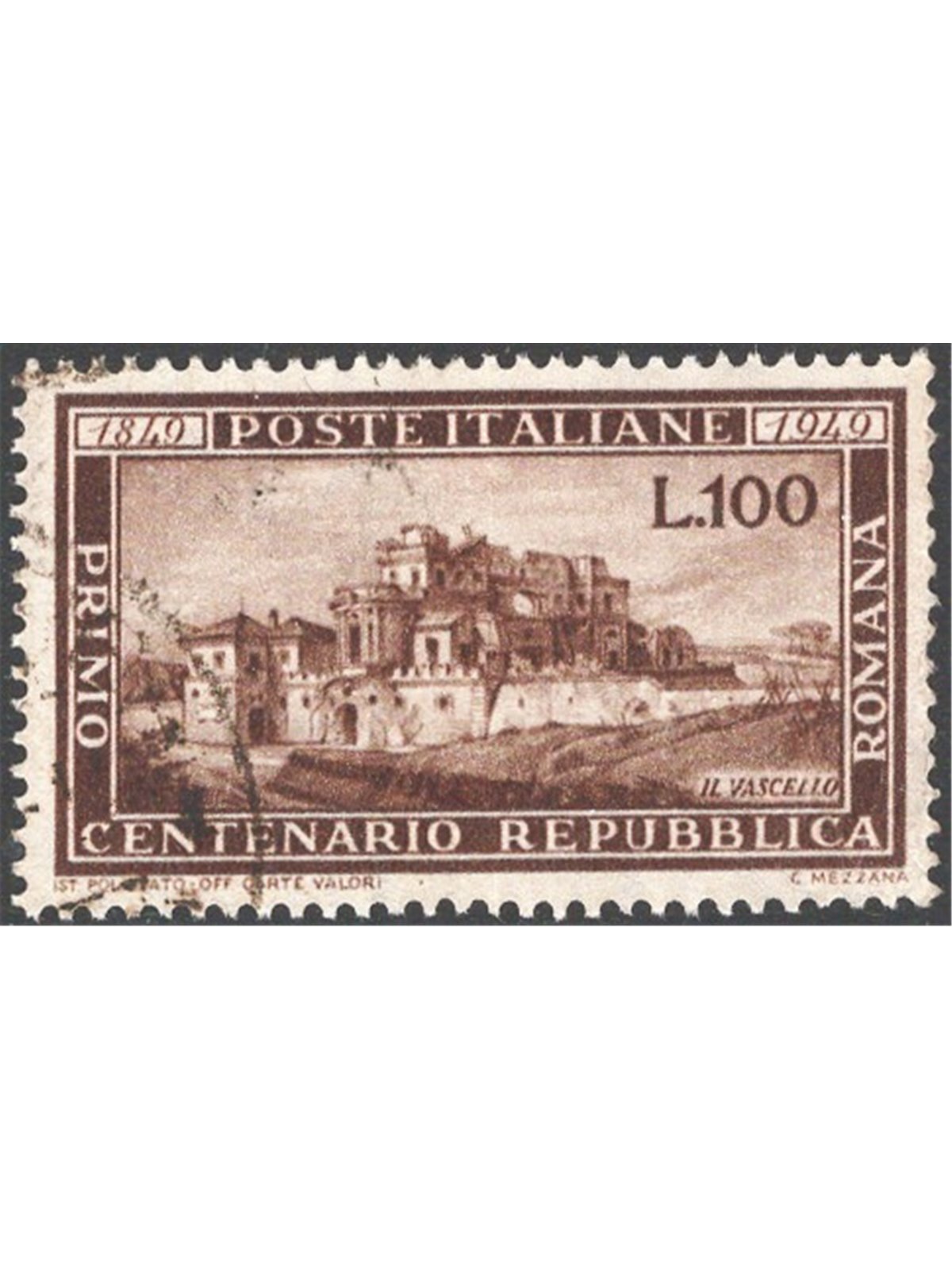 Italy 1949 Roman Republic 100 £ No. 600 Cat. € 160 (U)