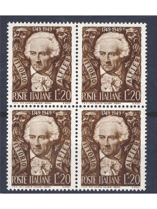 Italia 1949 Alfieri n° 605 in quartina Cat. € 50 (**)