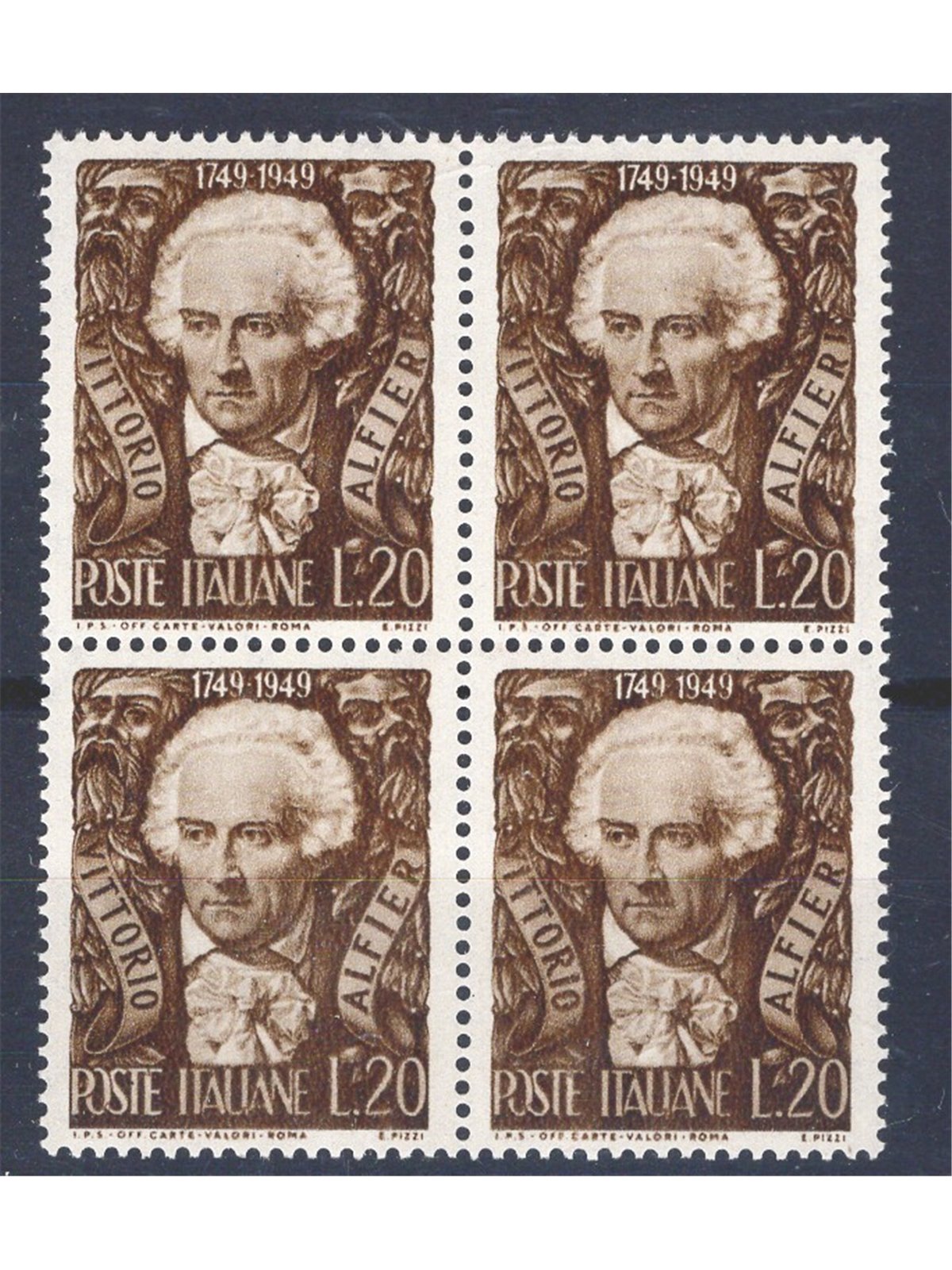 Italia 1949 Alfieri n° 605 in quartina Cat. € 50 (**)