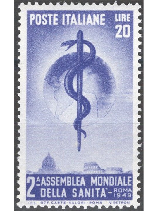 Italy 1946 Sanità 20 £ violet No. 607 Cat. €50 (**)