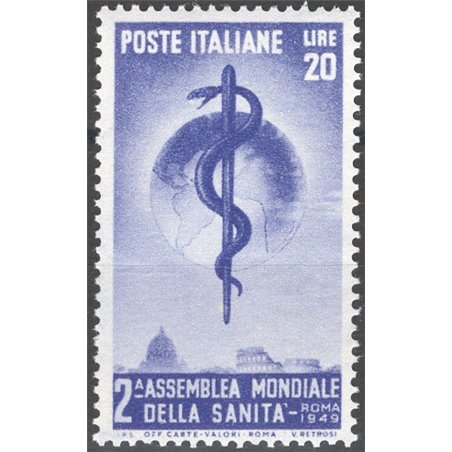 Italy 1946 Sanità 20 £ violet No. 607 Cat. €50 (**)
