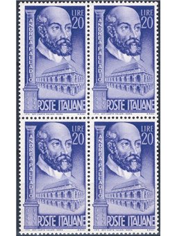 Italia 1949 Palladio 20 £ violetto n° 609 in quartina Cat. € 85 (**)