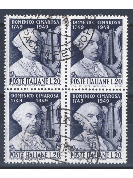 Italia 1949 Cimarosa n° 615 in quartina Cat. € 55 (U)