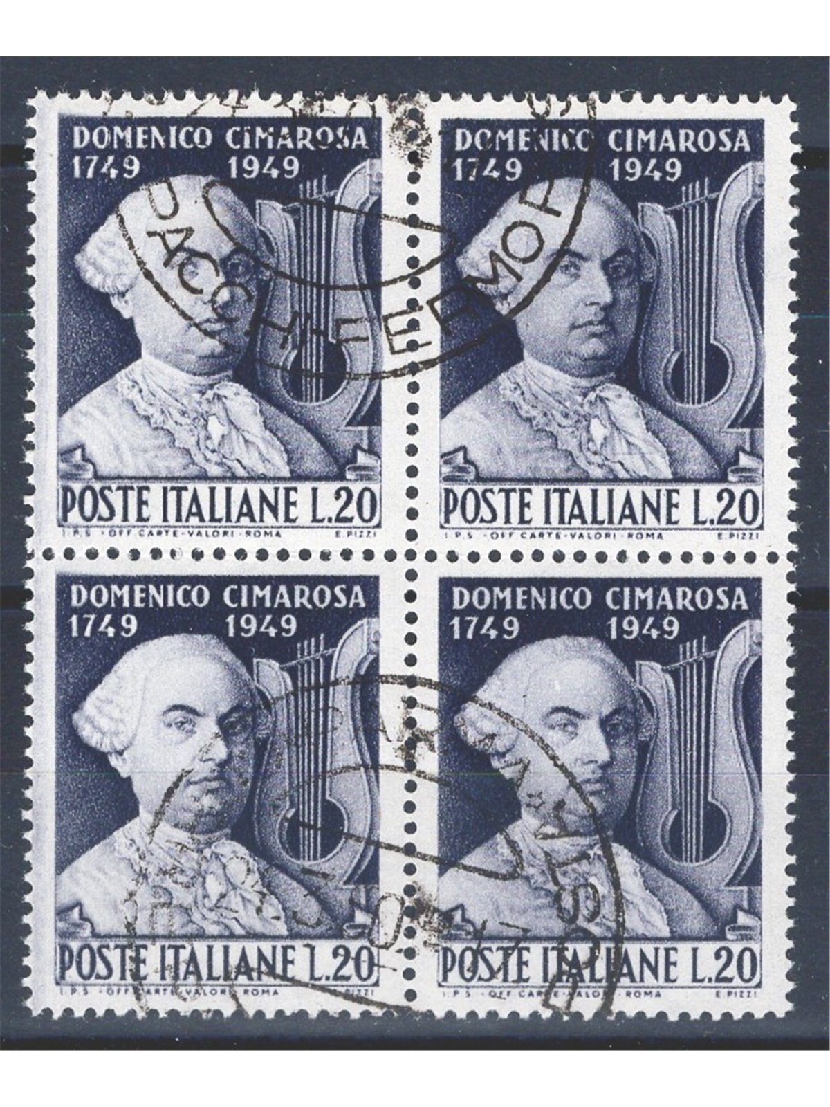 Italia 1949 Cimarosa n° 615 in quartina Cat. € 55 (U)