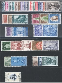 Italy 1950 Complete year set No. 616/52 Cat. € 436 (*)