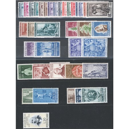 Italy 1950 Complete year set No. 616/52 Cat. € 436 (*)