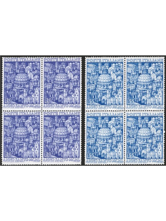 Italy 1950 Holy Year series No. 620/21 in a block of four CiBaFil Cert. Cat. €500 (**)