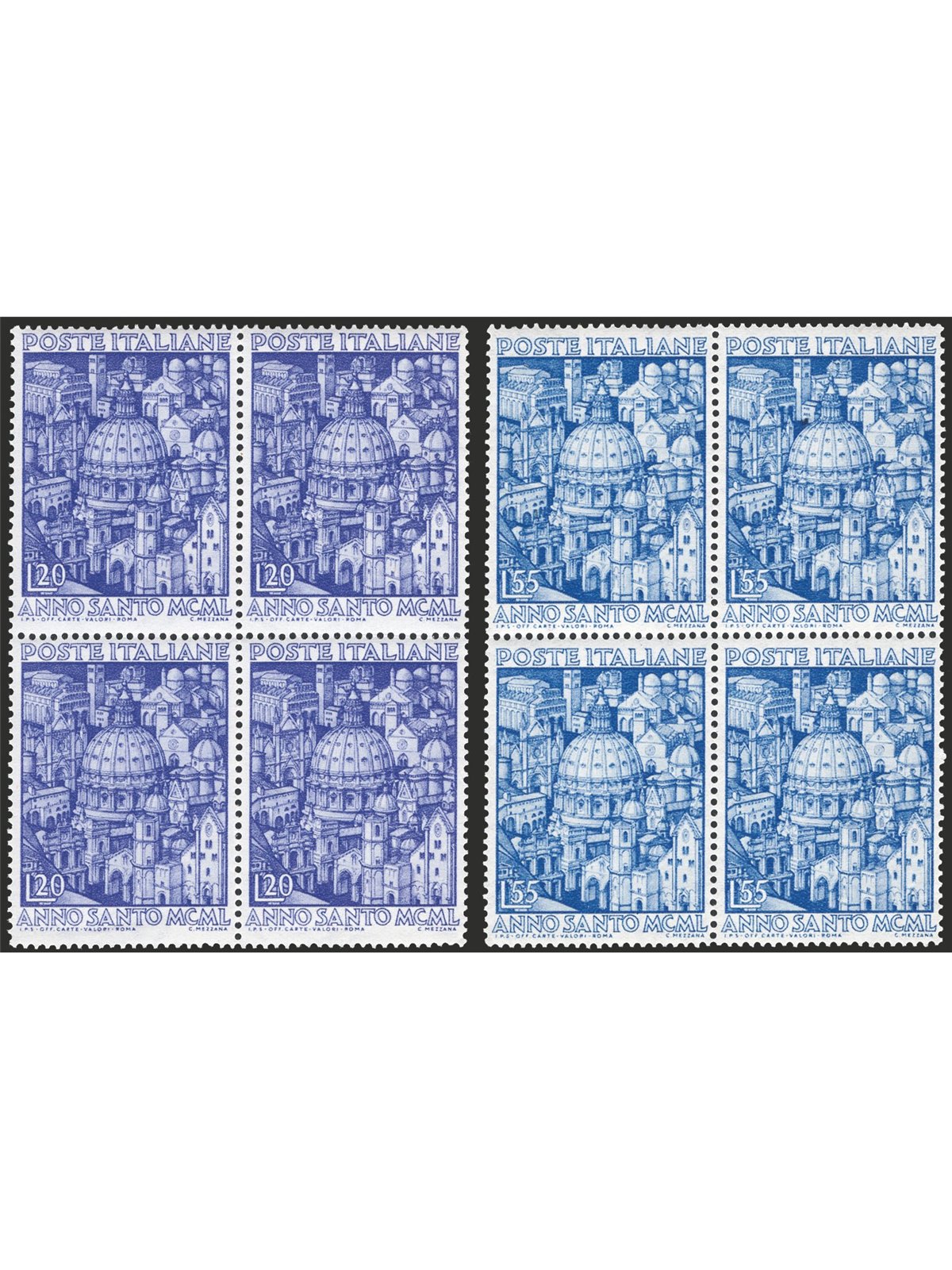 Italy 1950 Holy Year series No. 620/21 in a block of four CiBaFil Cert. Cat. €500 (**)