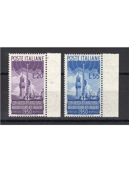 Italy 1950 Radio Broadcasting series no. 623/24 sheet margin with excellent centring Bolaffi certificate Cat. € 390 (**)
