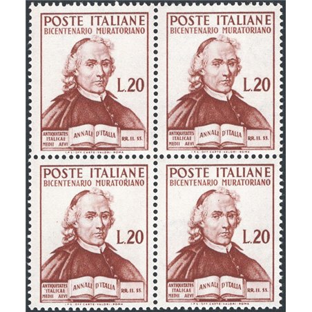 Italy 1950 Bricklayers No. 625 in a block of four Cat. €37 (**)