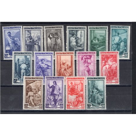 Italy 1950 ‘Italia al Lavoro’ with wheel watermark Series No. 634I/52I Catalogue €175 (**)