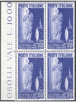 Italia 1951 Arte Tessile n° 659 in quartina Cat. € 150 (**)