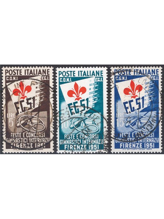 Italy 1951 Ginnici series no. 661/63 Biondi certificate Cat. €2,250 (U)