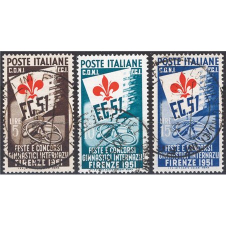 Italia 1951 Ginnici serie n° 661/63 Cert. Biondi Cat. € 2.250 (U)