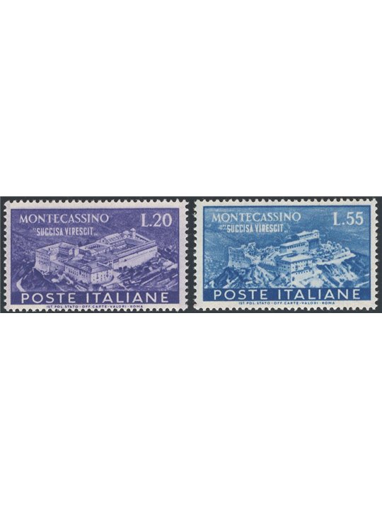 Italy 1951 Montecassino series no. 664/65 Cat. €110 (**)