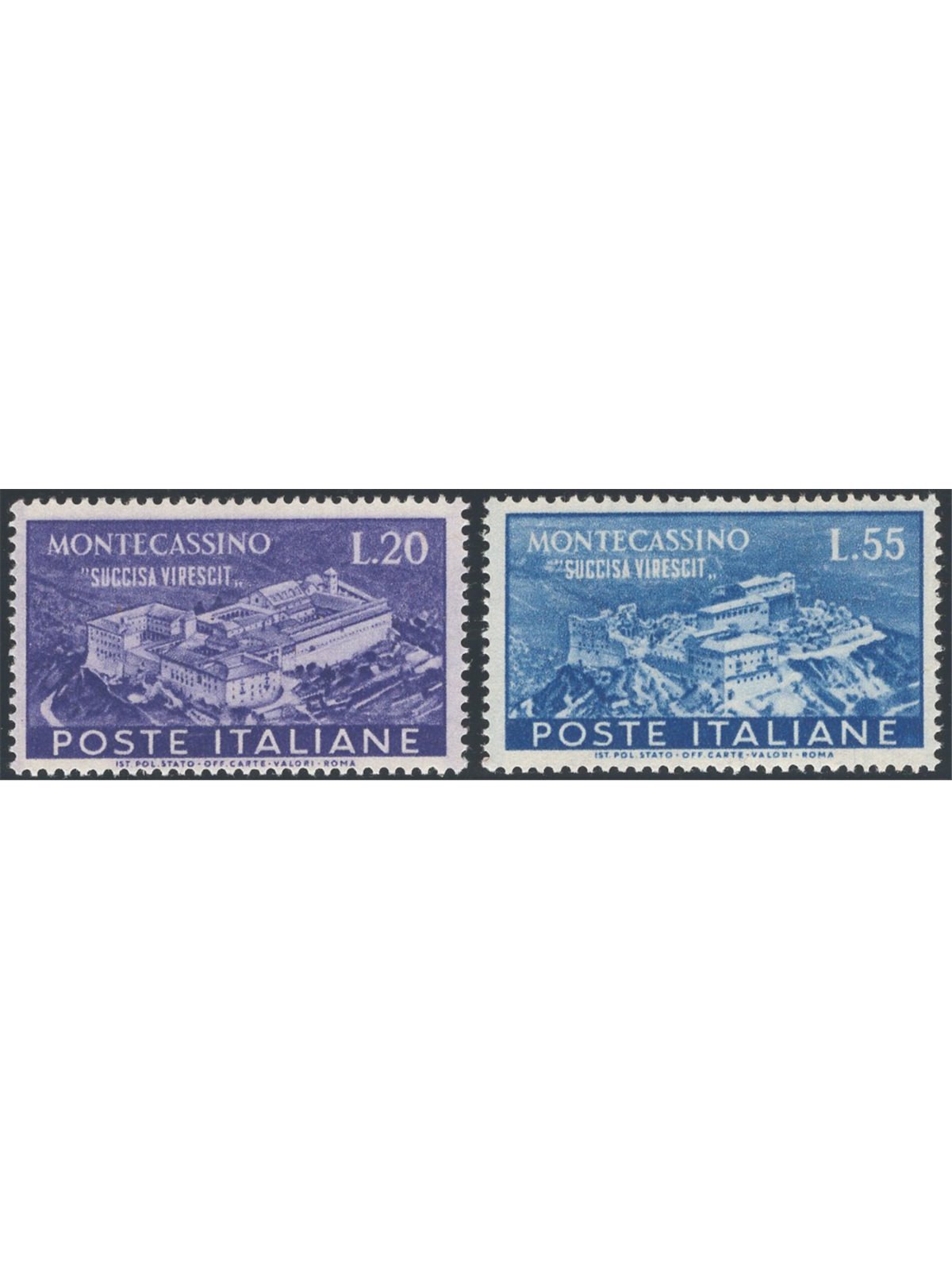 Italia 1951 Montecassino serie n° 664/65 Cat. € 110 (**)